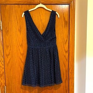 Elegant Navy Blue Lace Dress